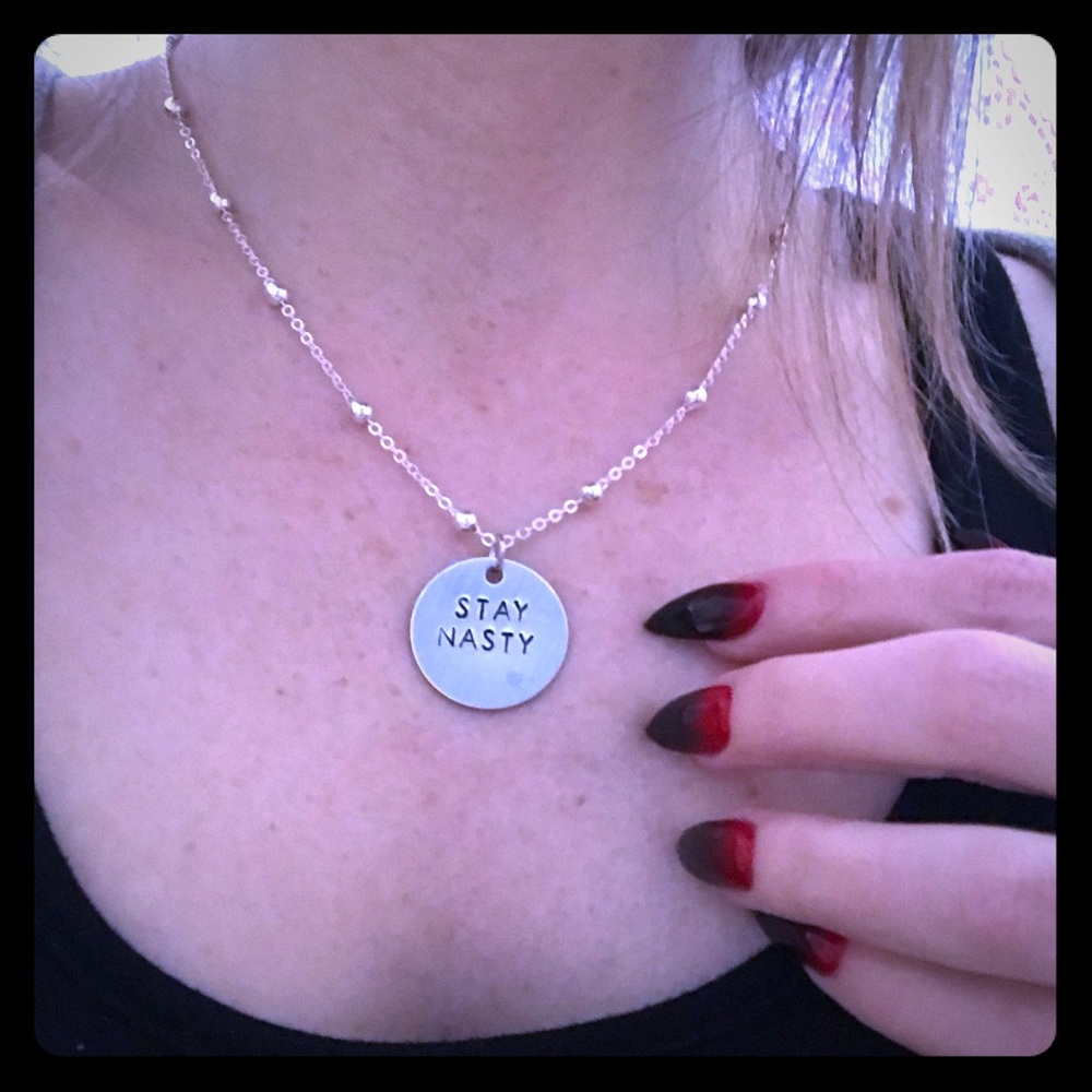 Stay Nasty rustic medallion necklace